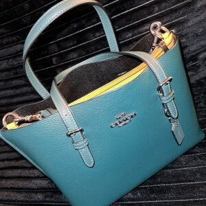 Coach green Tote with Yellow Accent